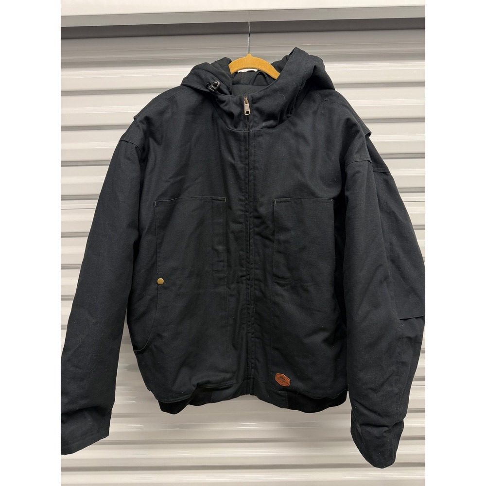 Steelguard Mens Black Hooded Canvas Work Jacket Quilted Lined Style 3355 XL